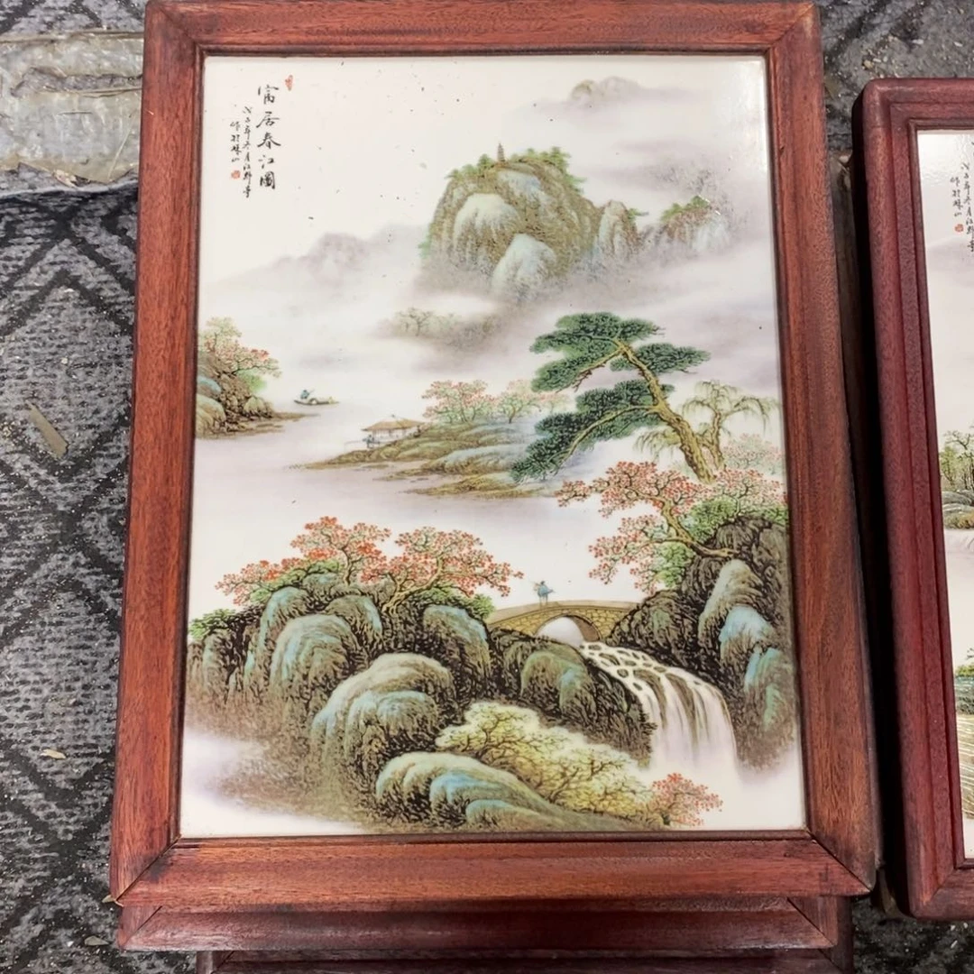 瓷片37*28 景德镇瓷板画柴窑烧制