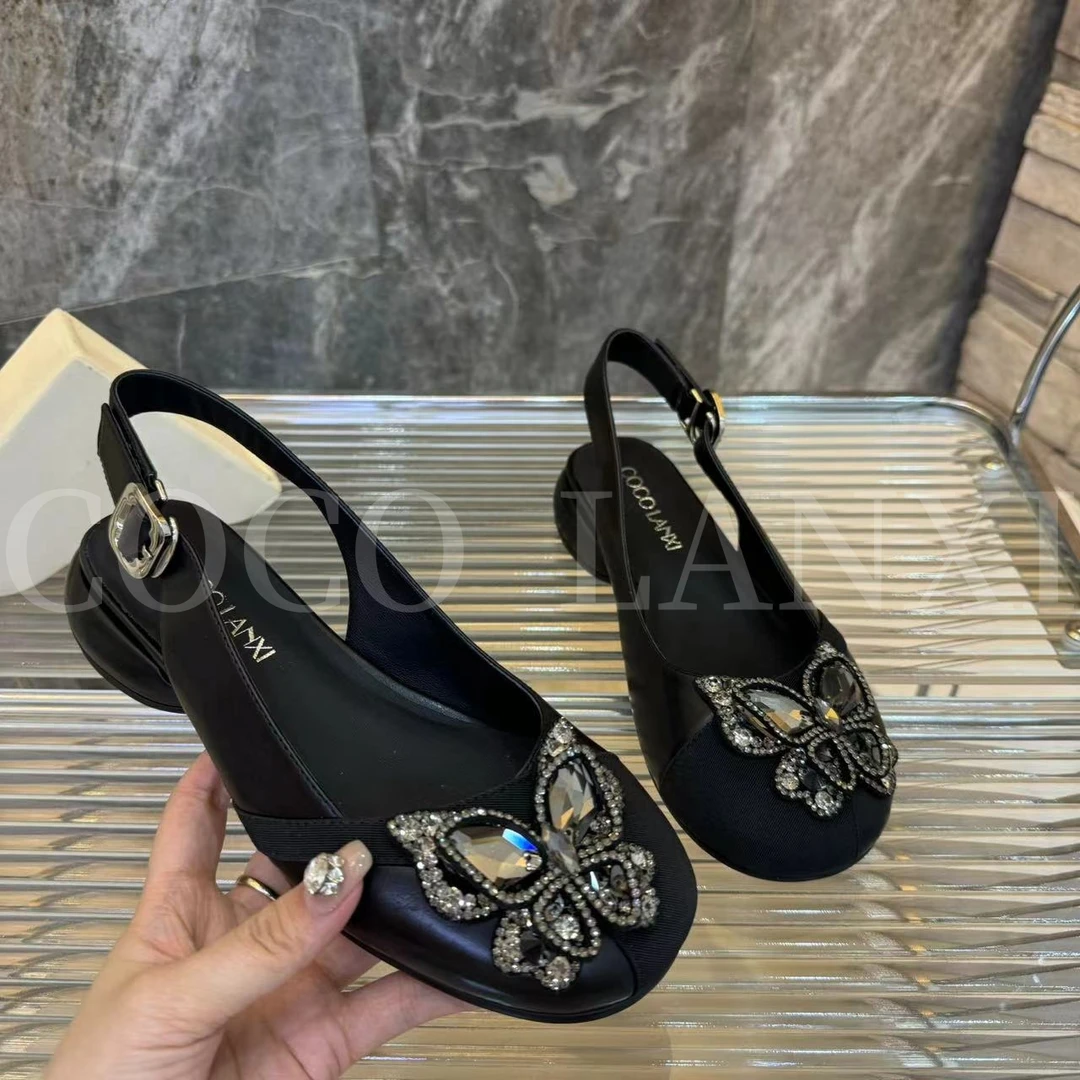 【沐风】优雅气质真皮软底浅口低跟镂空小单鞋24DX240LX