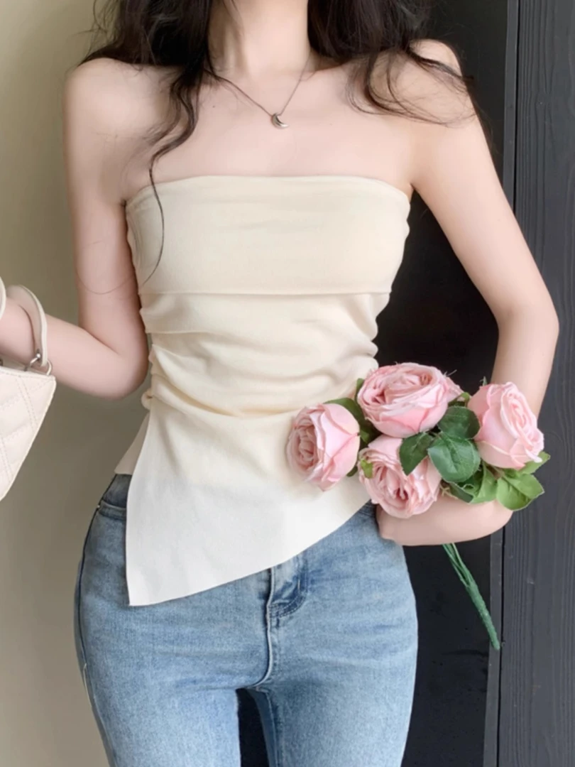 一字肩抹胸吊带小背心女夏外穿高级感裹胸内搭泰式不规则辣妹上衣