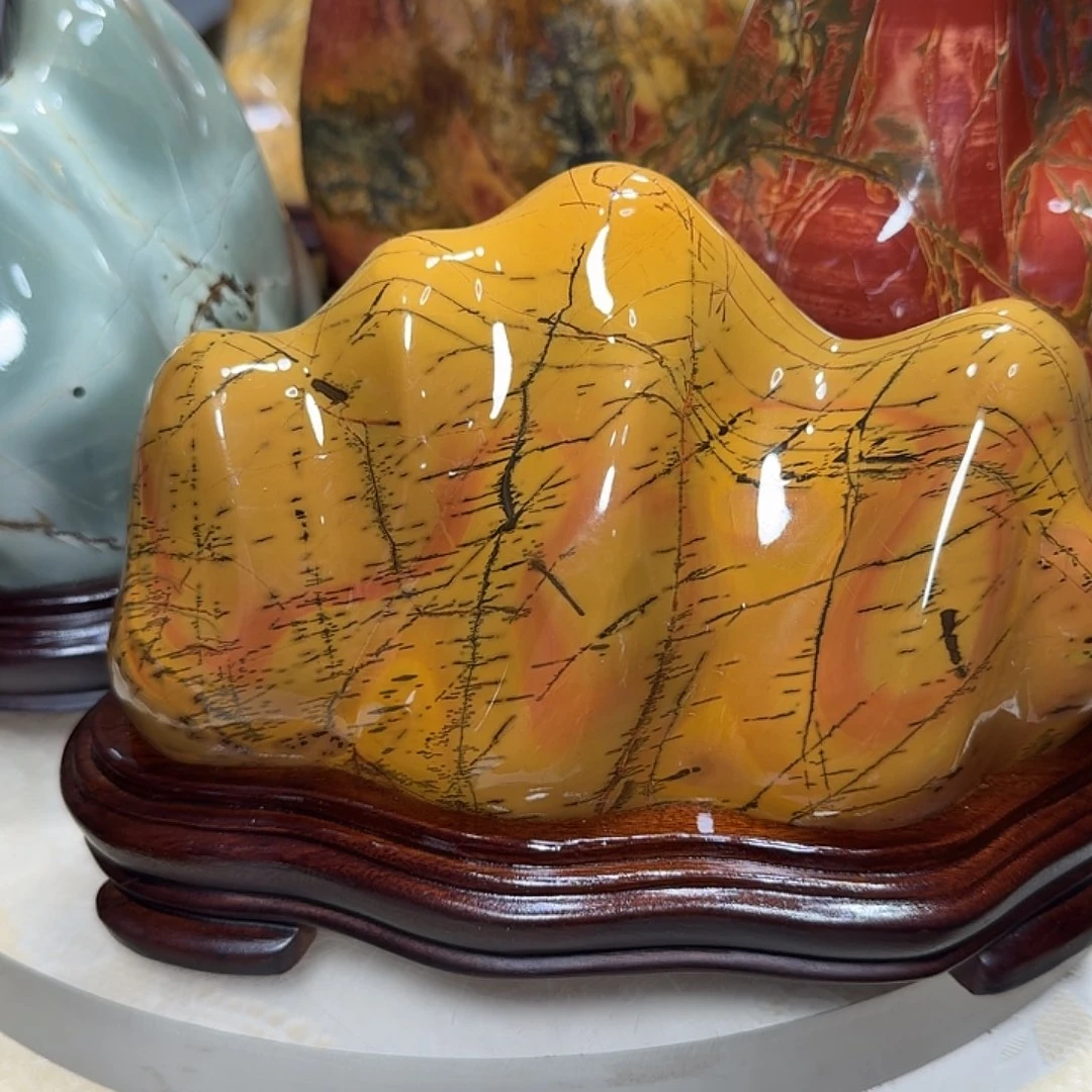 福***吻石材乳源彩石摆件