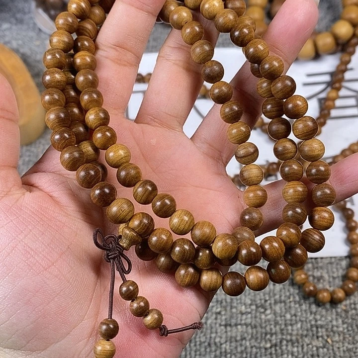 檀香木手串/手链老山檀香黑肉满纹0.8/108沉水