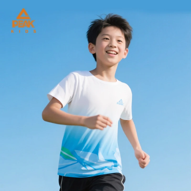 Peak/匹克儿童夏季透气马拉松舒适百搭渐变T恤上衣长袖DFK652059