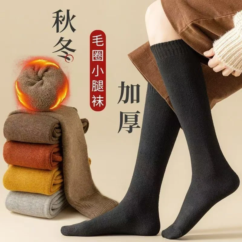秋冬季中筒袜子女小腿袜2025新款加厚学院风ins日系百搭中长款袜Y