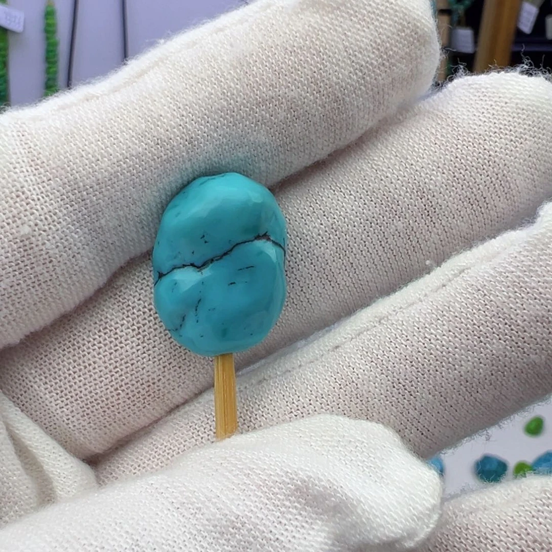 绿松石蓝料扁珠13.4m m w