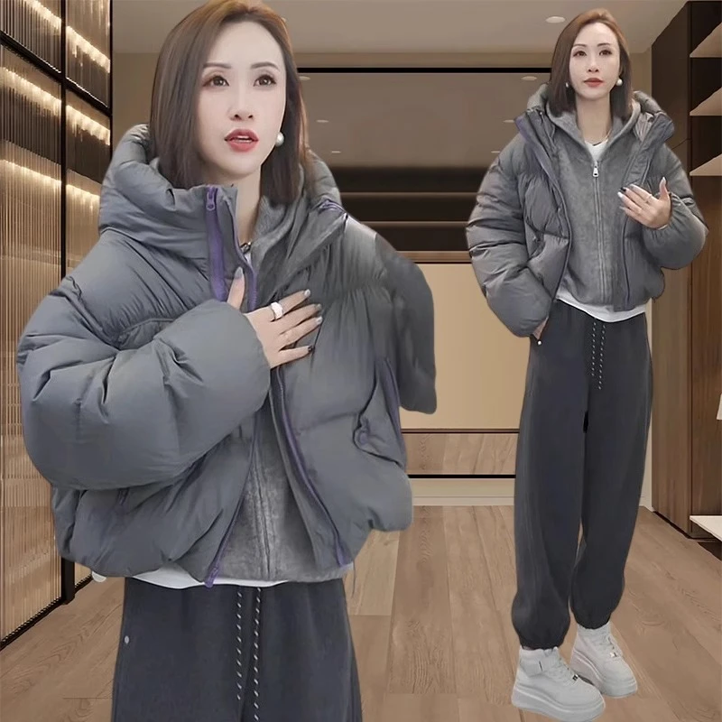 轻奢气质棉服棉衣女胖mm冬季新款双拉链设计保暖棉袄加厚外套爆款