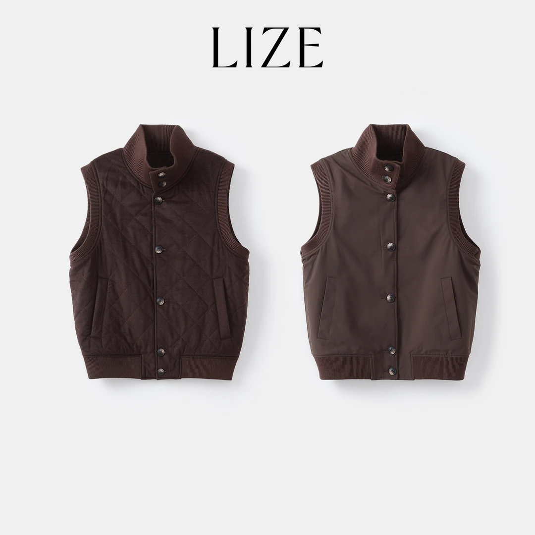 LIZE「男装-L0521」针织拼接.天丝绵羊毛马甲