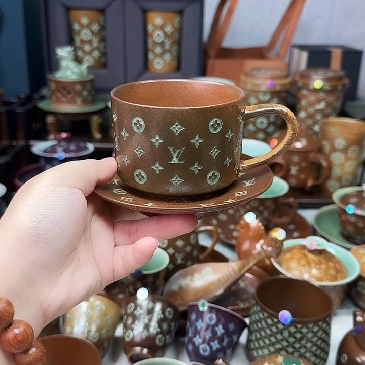 美***美龙泉手工制作工艺品咖啡杯