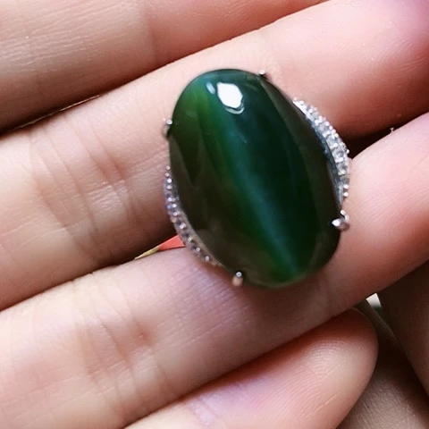 和田玉戒指银S925镶嵌