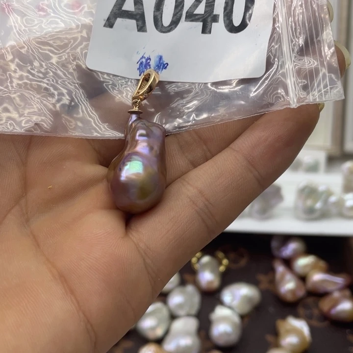 新***心淡水珍珠银S925镶嵌颈饰