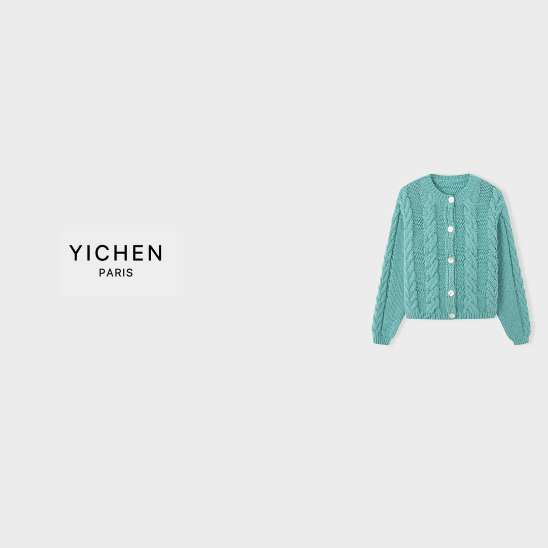 YC 定染薄荷绿立体绞花单排扣羊毛外套-6513