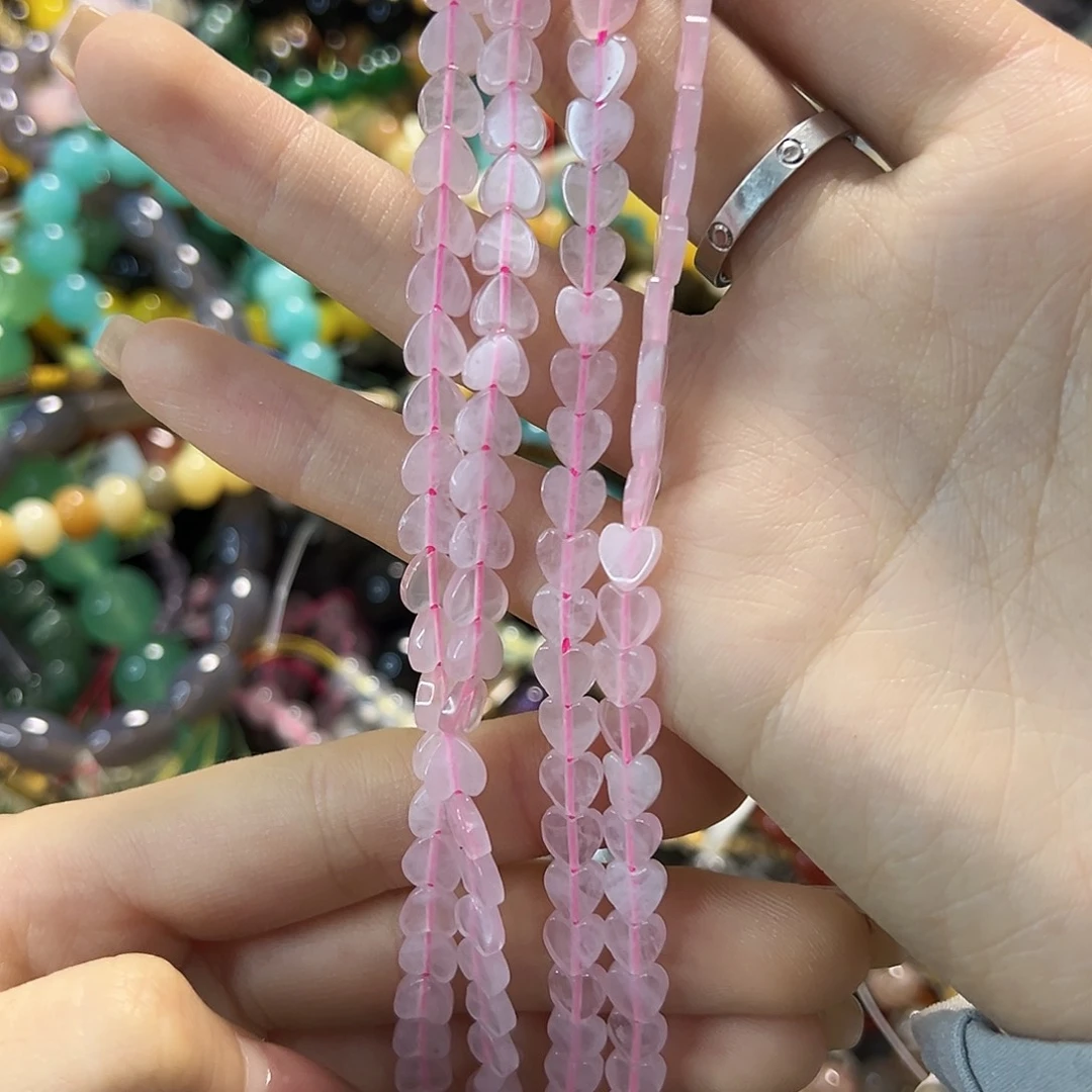 玛瑙/玉髓合金珠宝半成品粉水爱心一条