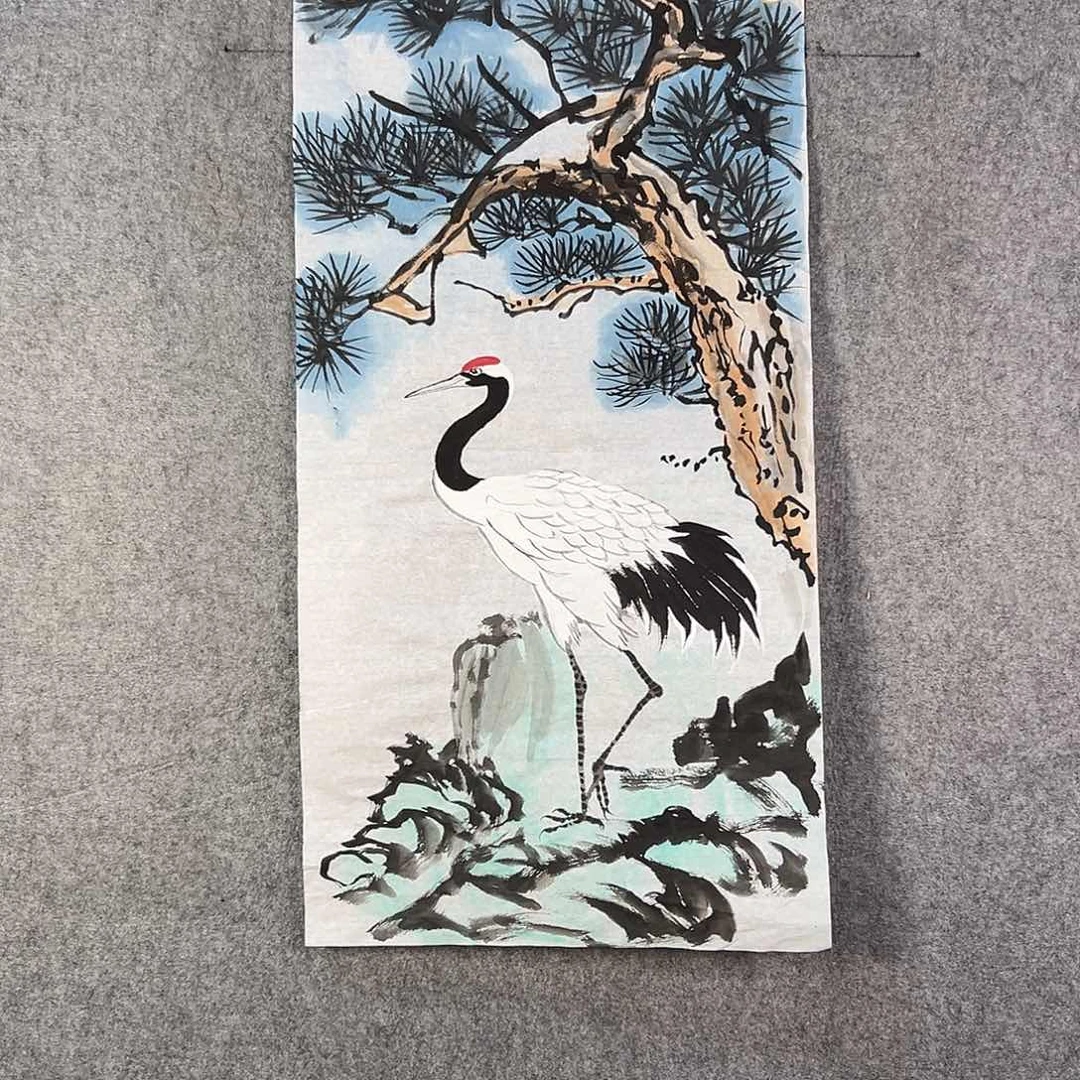 国画237 花鸟在树丛的顶端鸣叫叫声