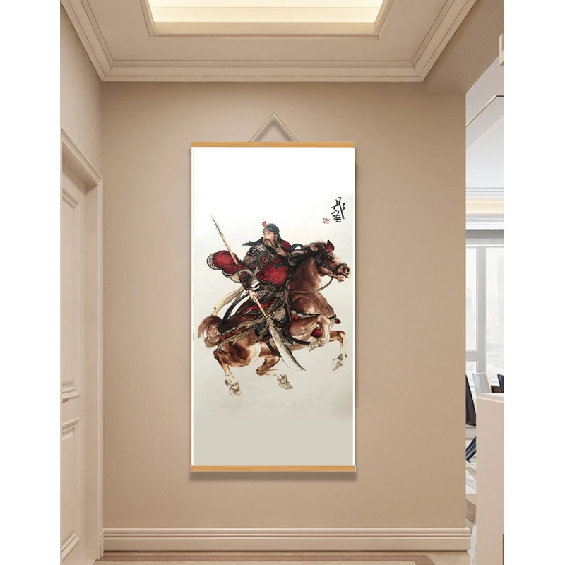 【19关公】60x120cm现代简约挂轴装饰画办公室家居装饰画