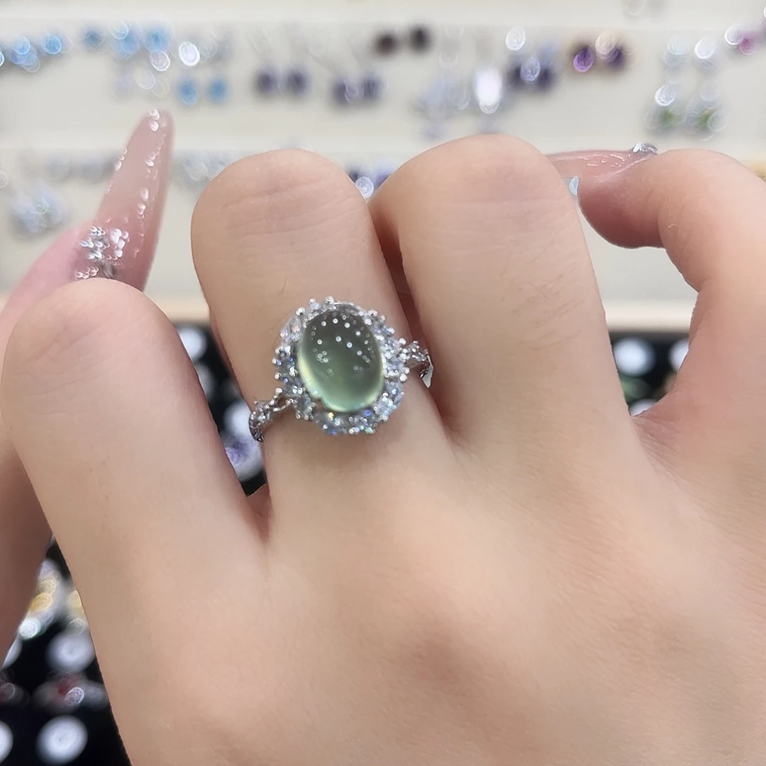 用***椒岫玉银S925镶嵌戒指