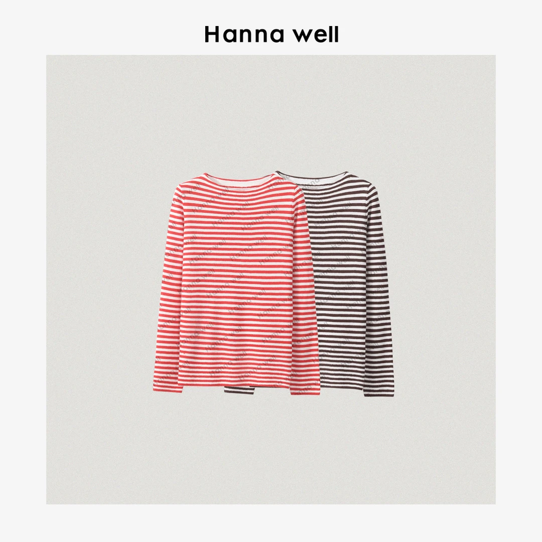 妞姐自制 “jennie” 25春 法国画报 高弹显瘦小船领条纹衫ZZ5A0114