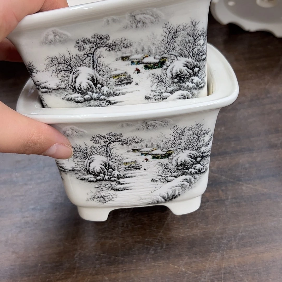 紫砂花盆情**景199号微瑕2个13/9cm