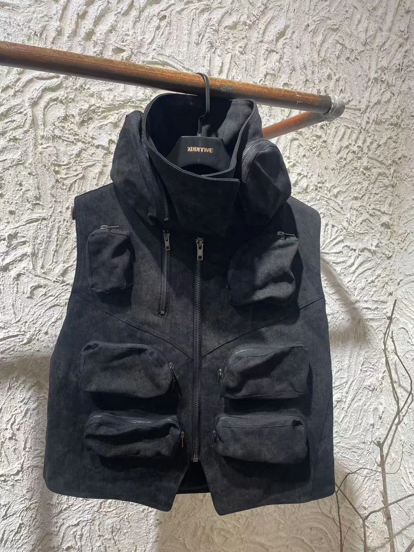 夏日百搭废土解构机能重工立体多口袋厚款马甲