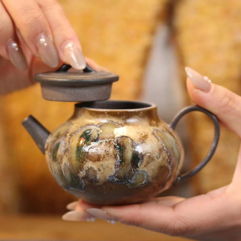 陶瓷容天壶复古禅意蜜蜡釉茶具原矿家用泡茶壶单壶功夫茶具茶道