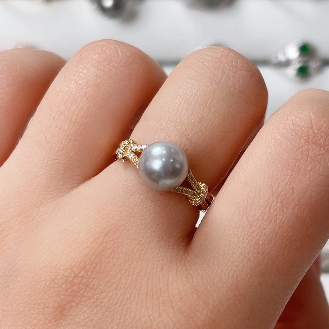 海水珍珠戒指银S925镶嵌