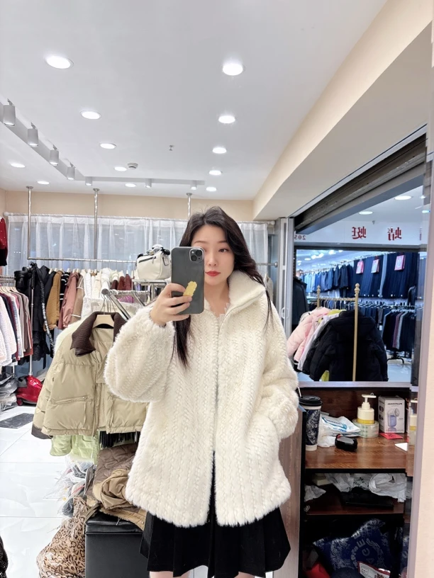 9975立领毛毛外套秋冬新款时尚女款加绒加厚韩版百搭