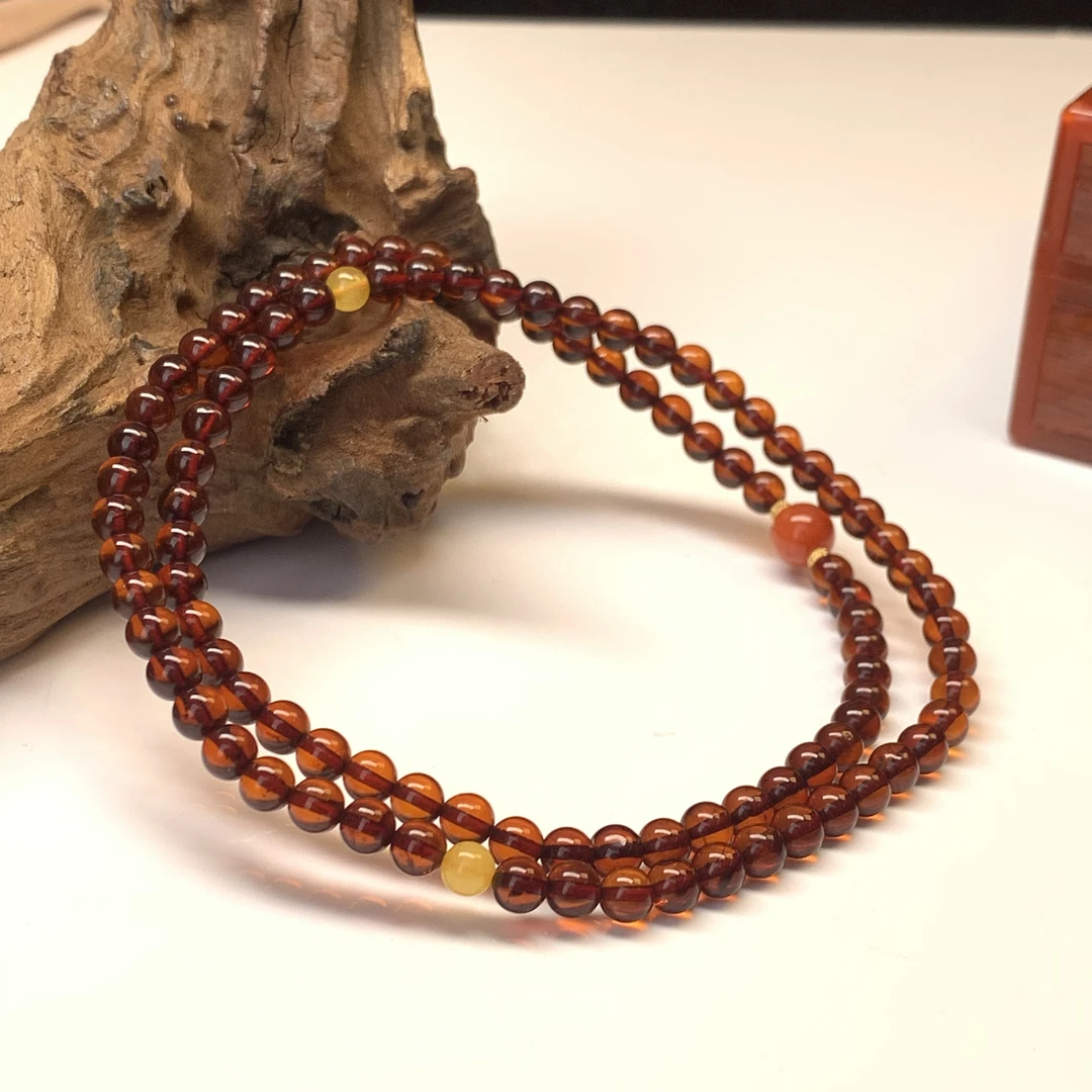 【小北珠宝】琥珀DIY多圈手串18-17H32X148【多样性发一件】约5mm