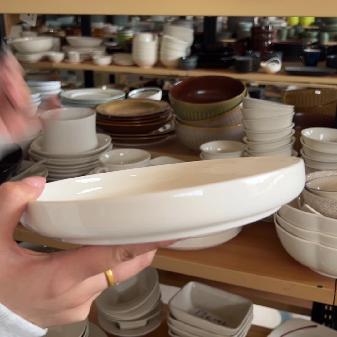 新骨瓷020瑕疵慎拍 暖白8寸钵形高边盘