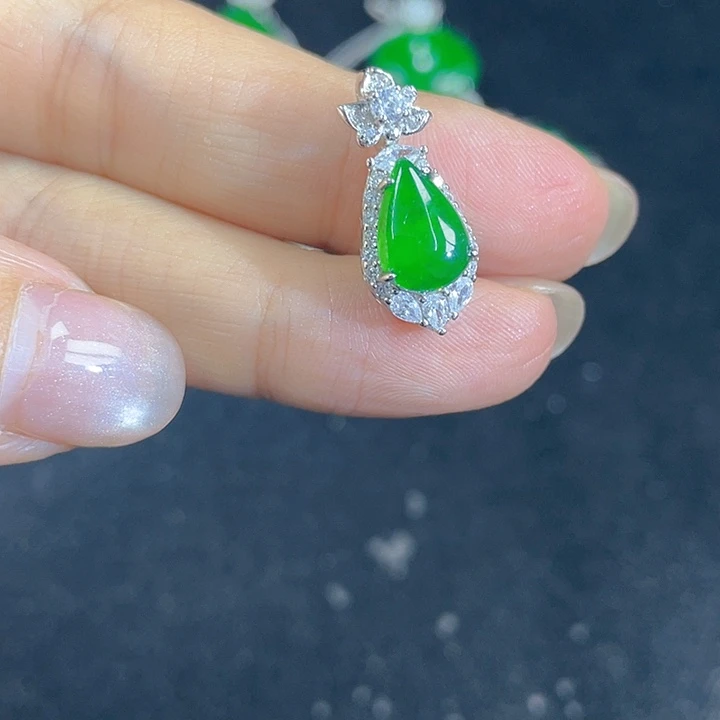 翡翠银S925镶嵌吊坠(不含链)