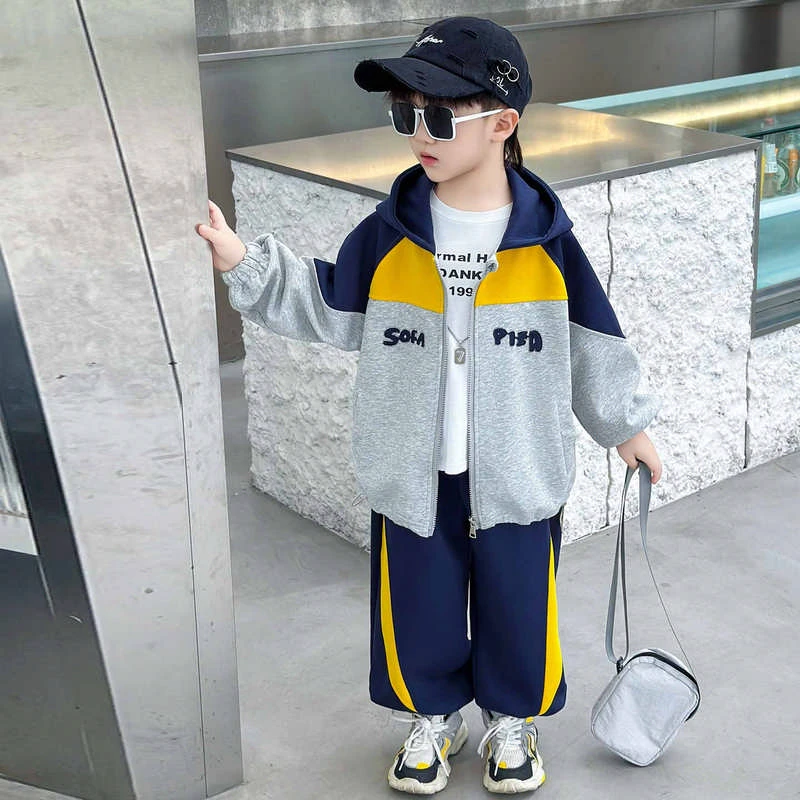 男童秋款运动服套装痞帅儿童开衫卫衣卫裤潮酷男孩休闲秋装两件套