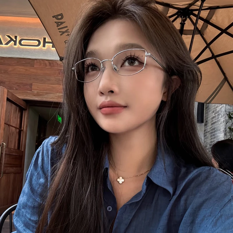 超轻椭圆小框近视眼镜可配度数复古素颜高级感平光镜框