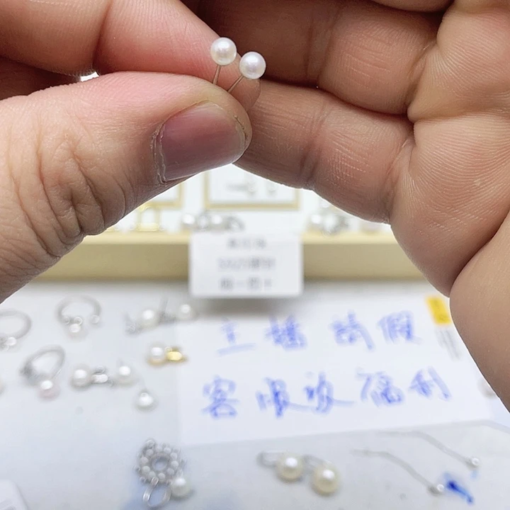 淡水珍珠耳饰银S925镶嵌也*