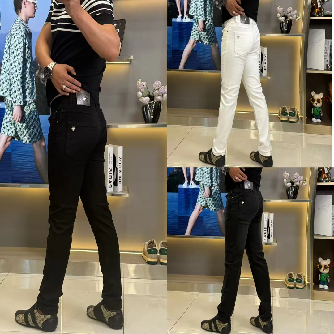 高弹力牛仔裤秋季黑色裤子修身牛仔风纯色休闲裤经典百搭小脚裤