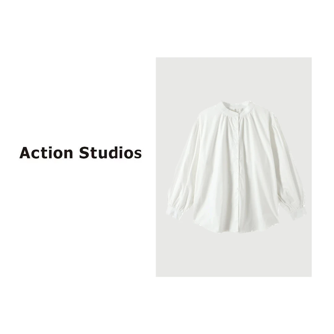 Action Studios【冷杉】极简风圆领长袖衬衫wd3396