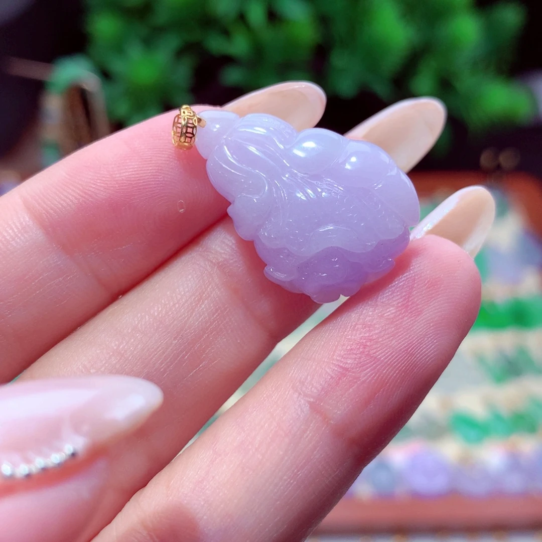 吊坠(不含链)18K金镶嵌翡翠