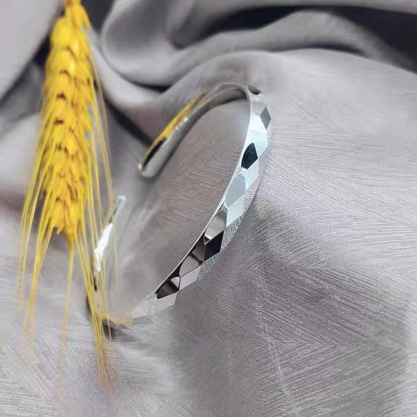 足银手镯 足银手镯 足银s9999 菱形开口手镯