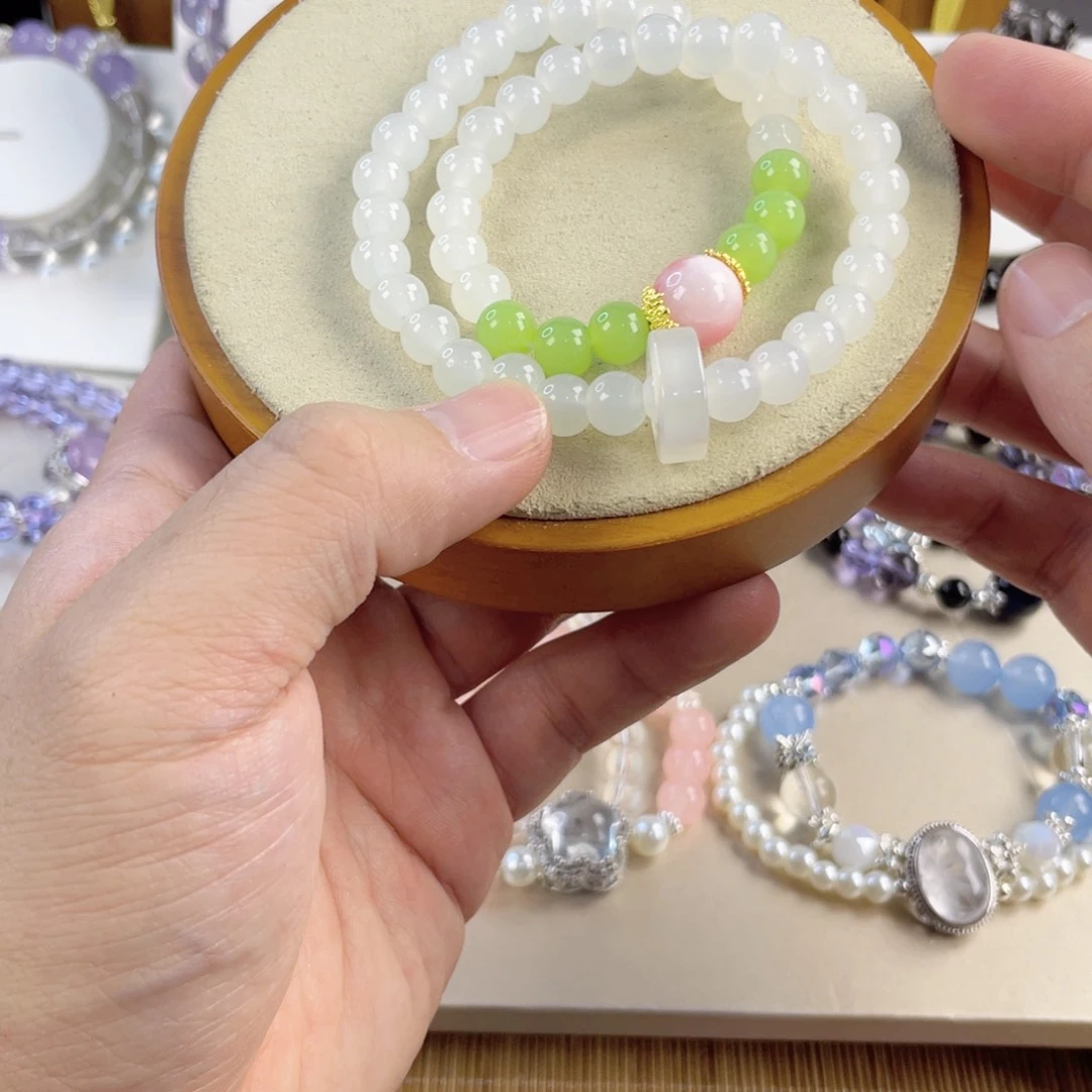 玉髓手饰银S925镀金镶嵌