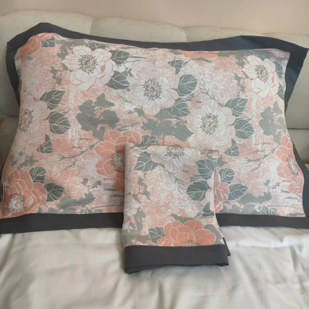 【枕巾-国风牡丹】52*78一对装多层纱布通用柔软枕巾