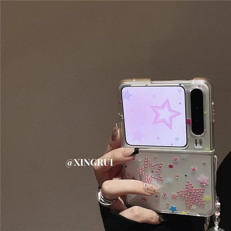 透明立体贴钻星星适用华为purax手机壳pocket2折叠屏p50/novaflip
