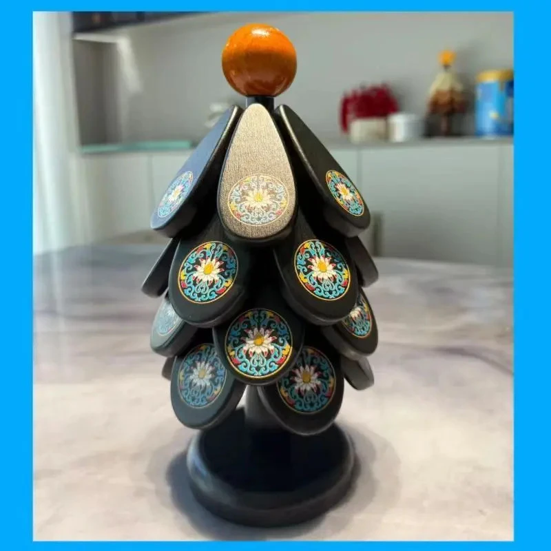 圣诞树隔热垫餐桌设计感摆件一棵树实木防烫锅垫折叠杯垫碗垫创意