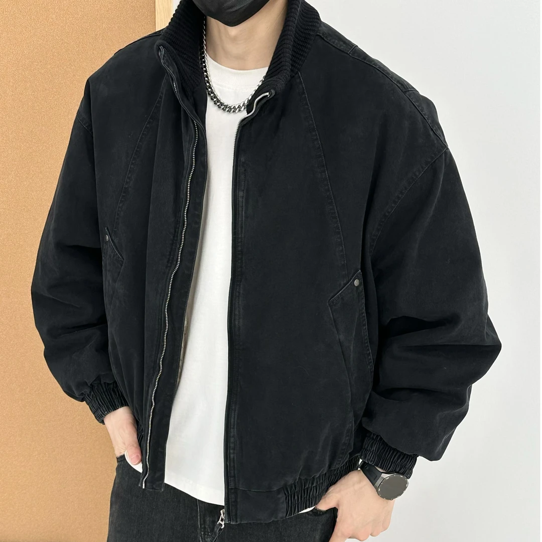 冬季重磅水洗棉立领90白鸭绒羽绒服结构立裁休闲男士加厚外套