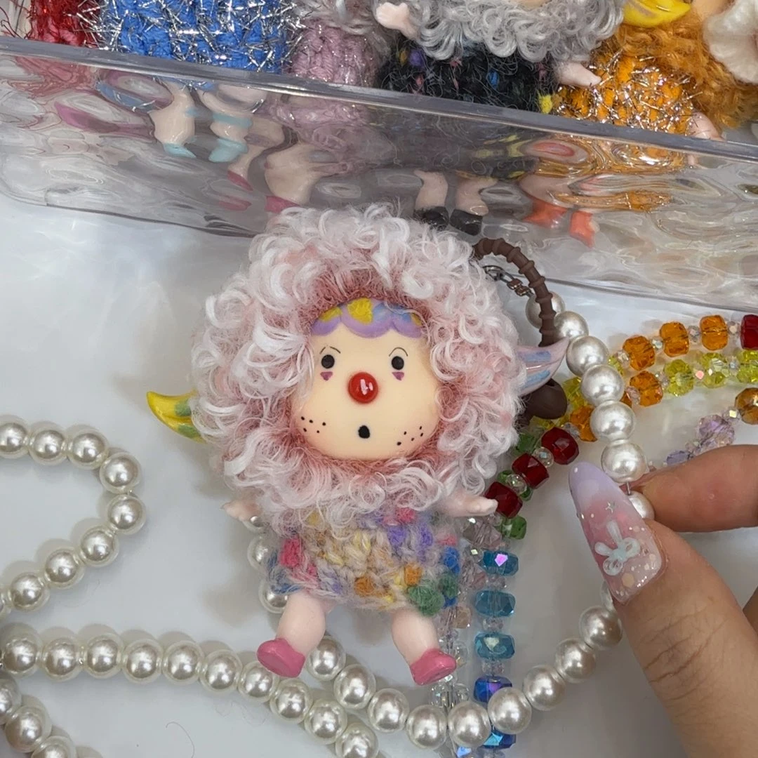 呆呆卷毛粉色挂件