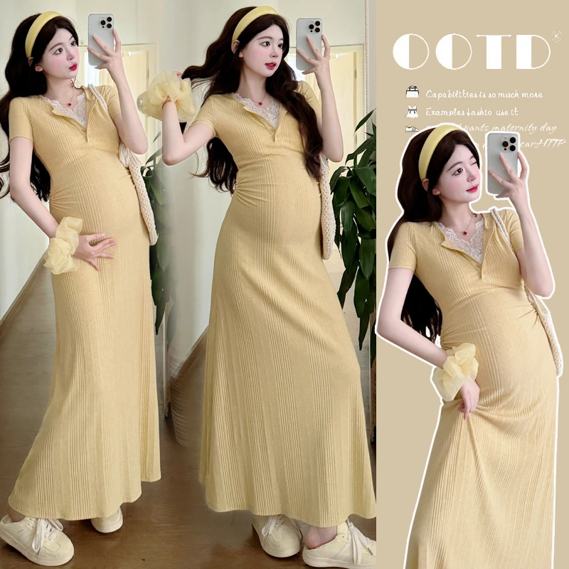 孕妇装夏季2025新款夏装连衣裙韩版时尚气质修身显瘦长款裙子夏天