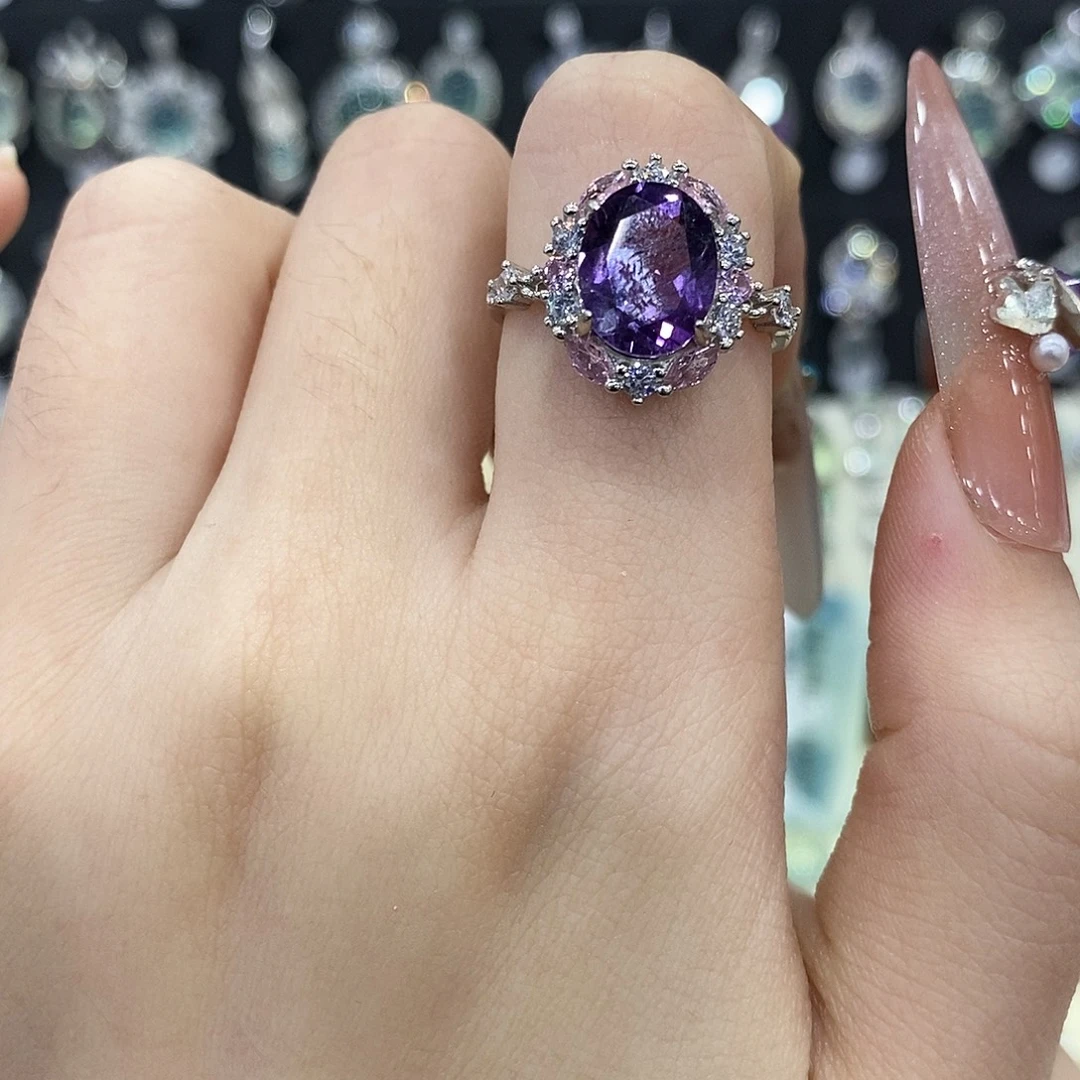 银S925镶嵌紫晶戒指