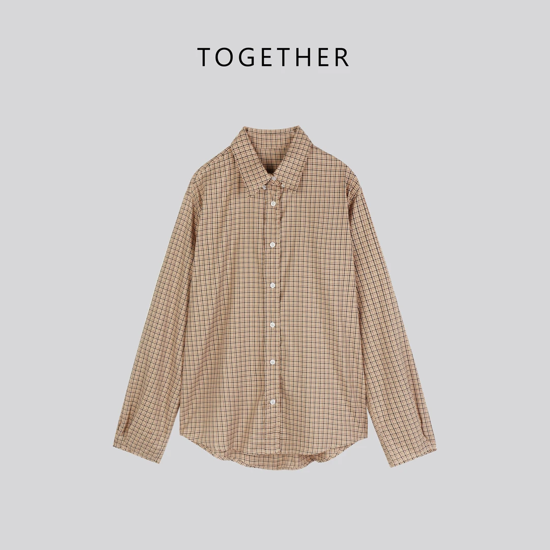 【Together】 夏季百搭开衫外搭格子宽松衬衫W1522