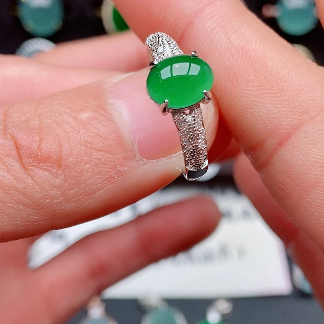 翡翠戒指银S925镶嵌86478258