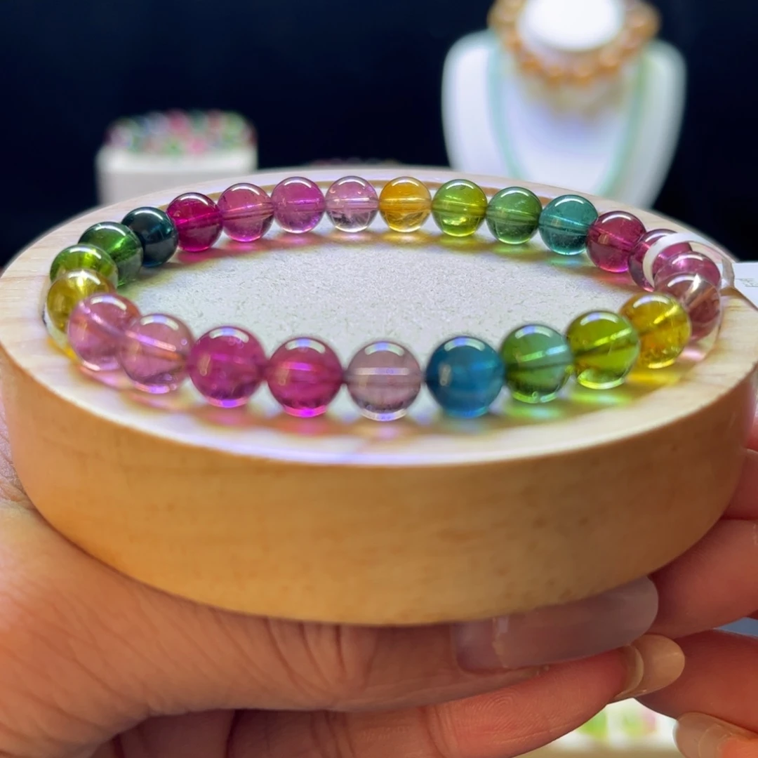 碧玺手镯未镶嵌色标7.6mm