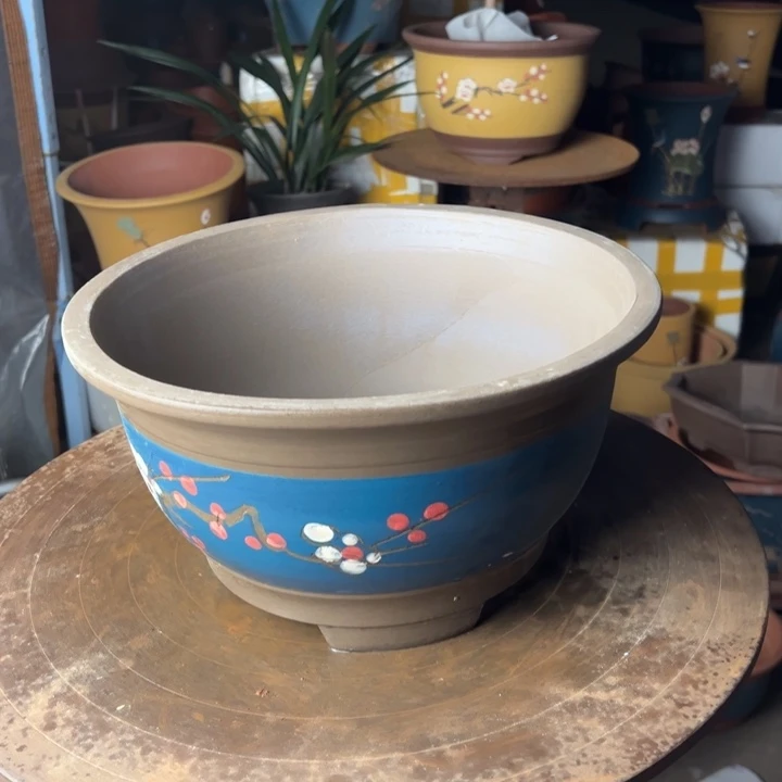 紫砂宜兴紫砂花盆蓝富贵点菜大