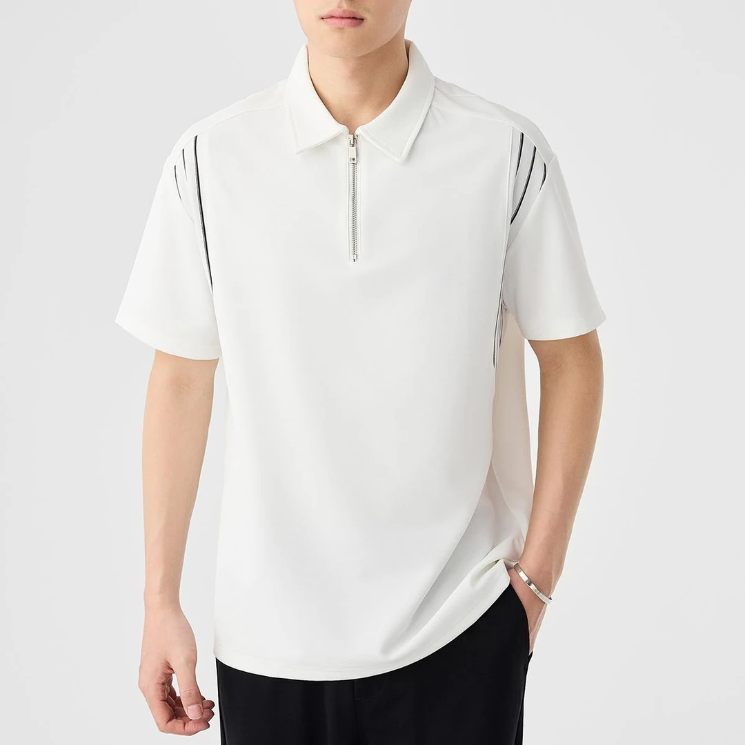 奥兰德保罗条纹撞色时尚短袖polo衫男夏季新款肌理感休闲半袖T恤