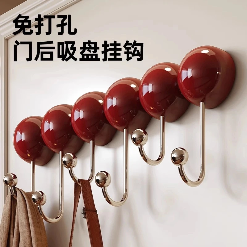 吸盘挂钩门后浴室厨房免打孔墙上壁挂强力无痕复古风真空挂衣包架