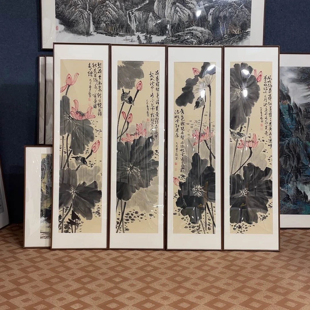 国画手绘作品带框