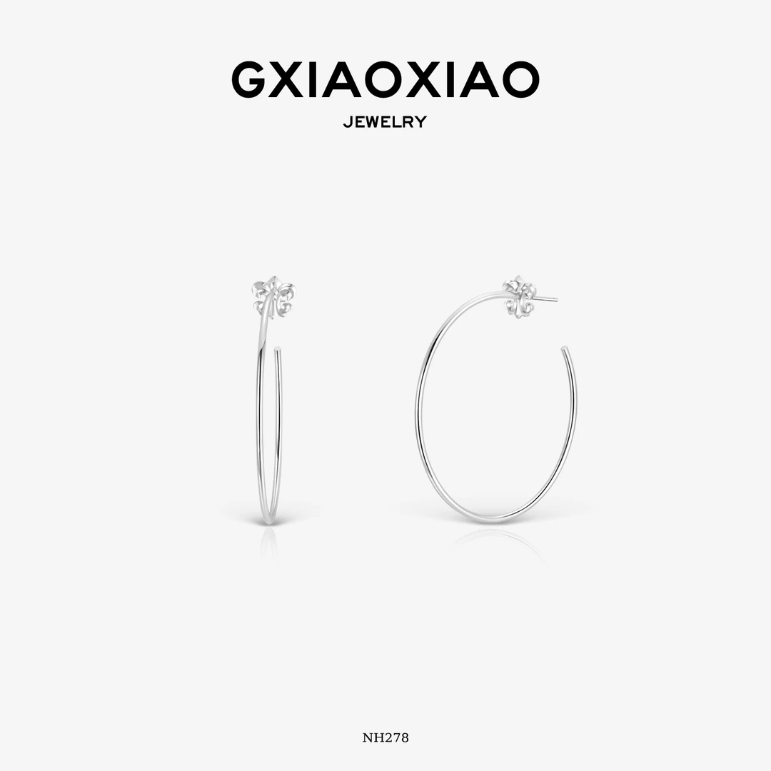 G XIAOXIAO时尚气质高级百搭CNC鸢尾花大C圈耳环 NH278新年礼物